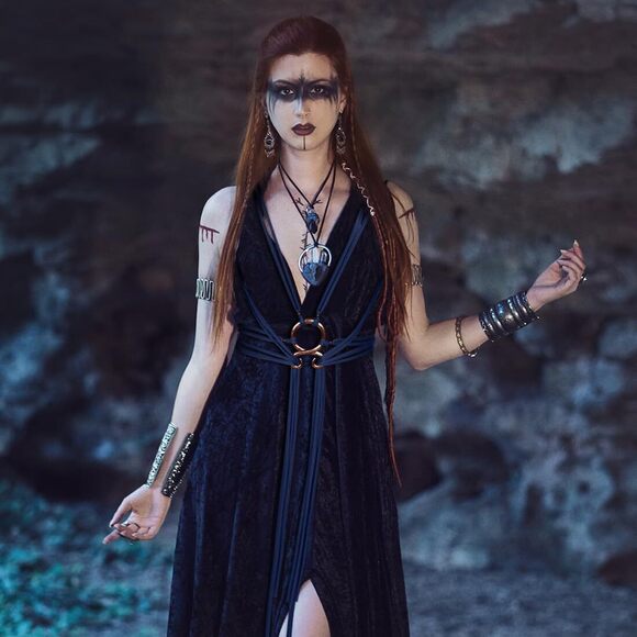 2918 Long Rope Ring Knotted Belt For Women Norse Witch Waist Chain Troll Cross - Picture 7 of 8